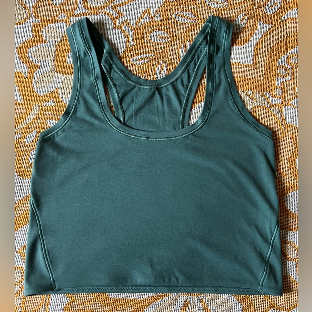 Wundermost Ultra-Soft Nulu Scoop-Neck Cropped Tank in color Medium Forest NWOT